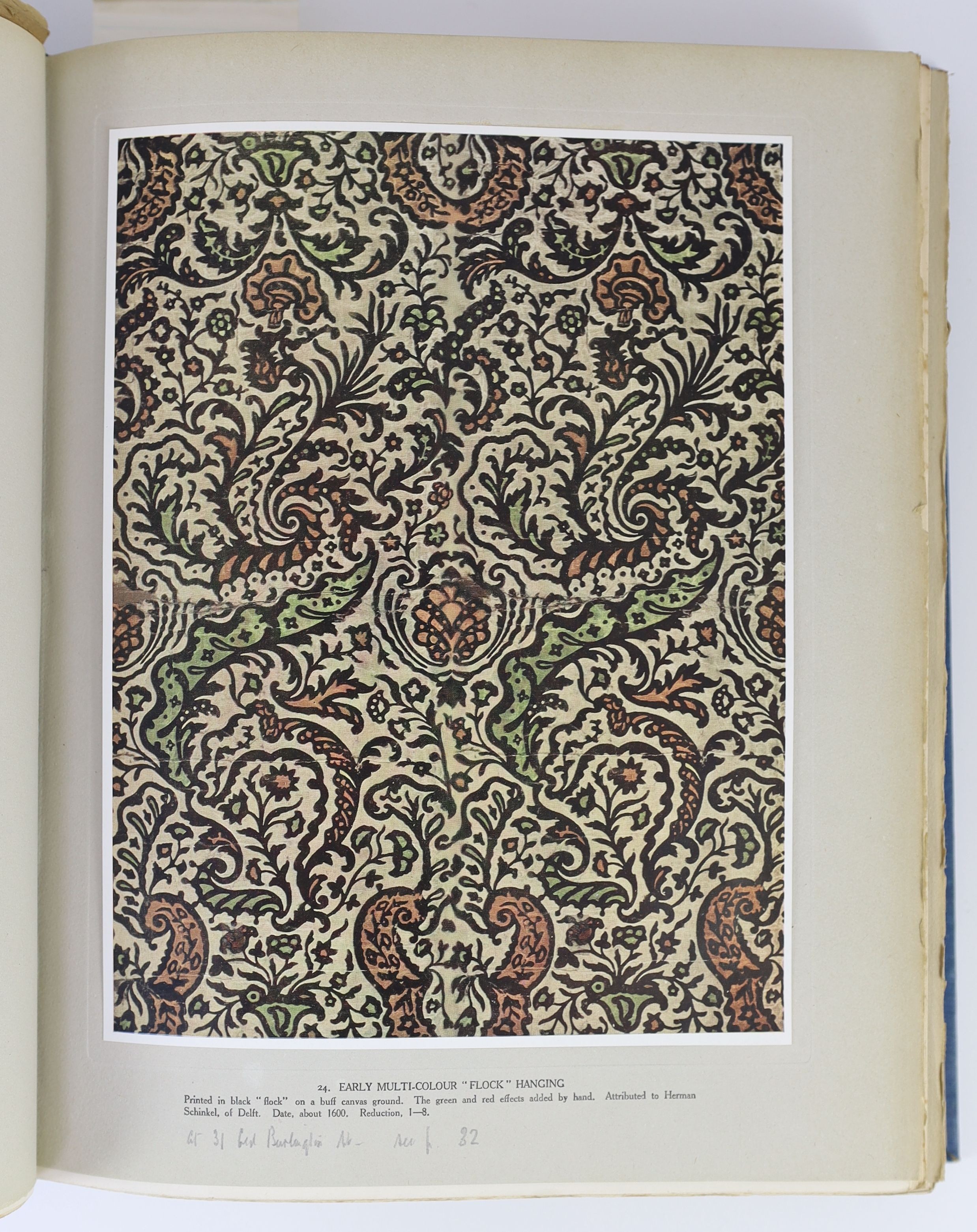 Sugden, Alan Victor and Edmondson, John Ludlam - A History of English Wallpaper, 4to, original buckram, in slightly torn d/j, with 70 mounted colour plates, B.T. Batsford, London, [1926]